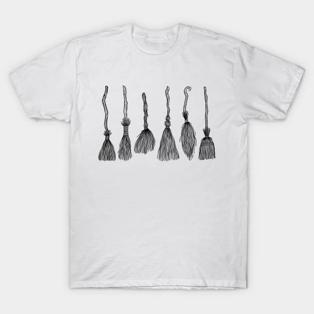 Witches Brooms T-Shirt by OccultOmaStore